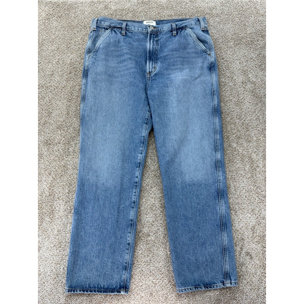 AGOLDE Cooper Trouser Jeans Women's 32 Blue High Rise 100% Regenerative Cotton